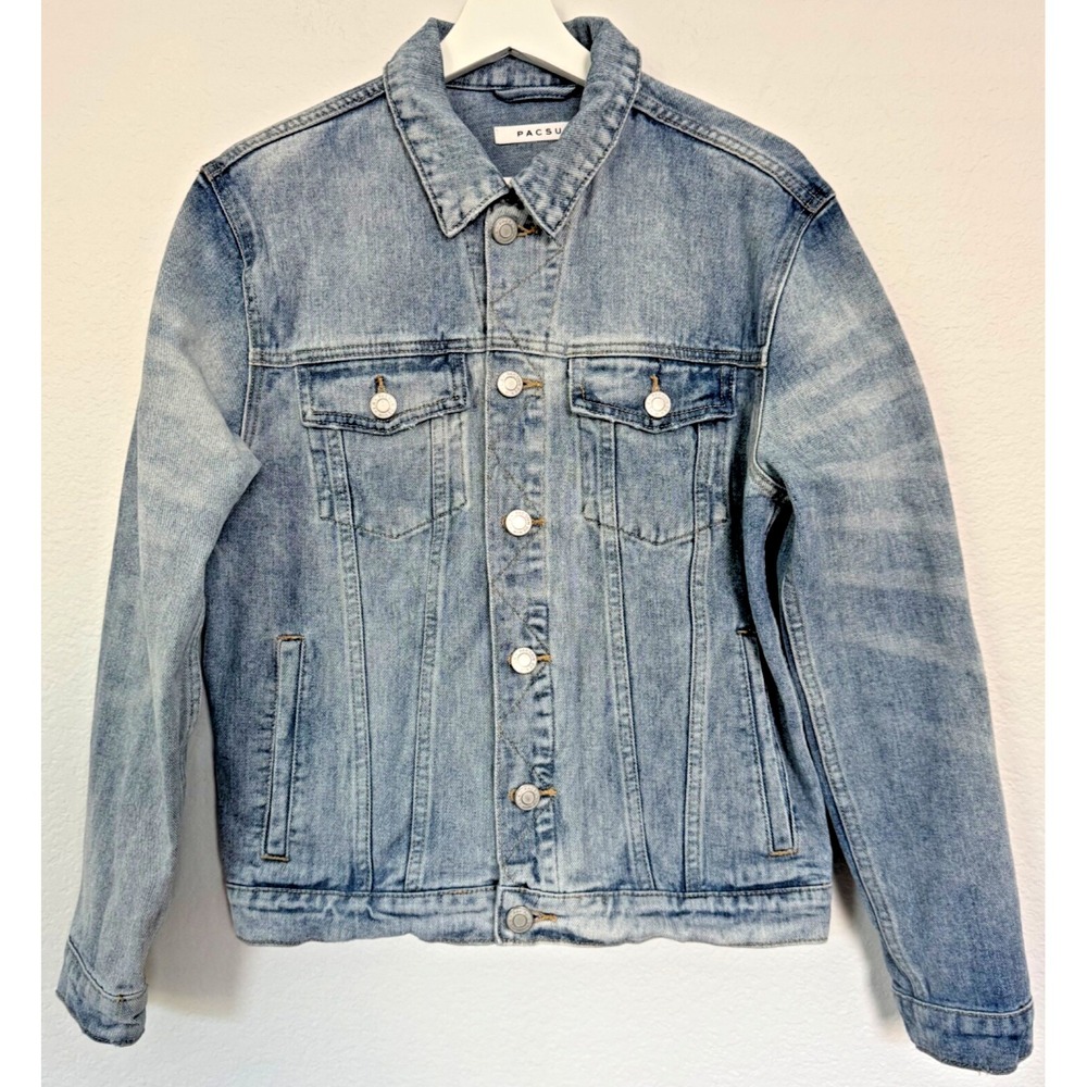 PacSun Denim Jacket Trucker Men Size Small Medium/Light Blue Jean Denim Wash